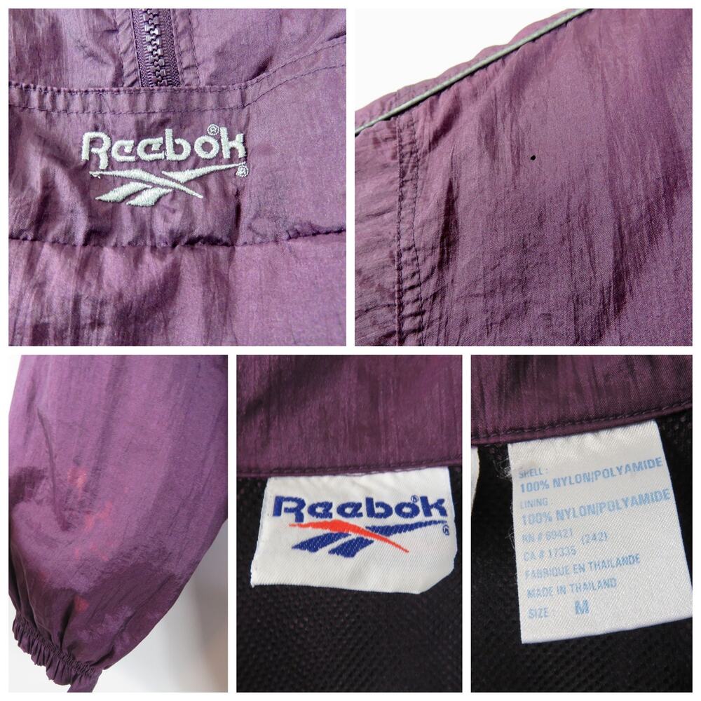 1990s Vintage Reebok Purple Wind Breaker Jacket Retro Streetwear - Picture 14 of 15